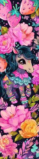 Free kawaii bookmark featuring a horse with a collar